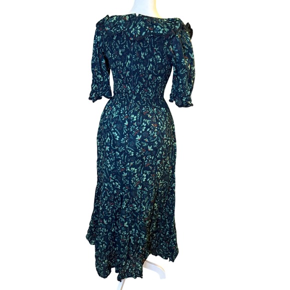 Ivy City Co Womens Gracie Dress Holly Holiday Midi Ruffle Square Neck Smocked XS - Picture 4 of 7